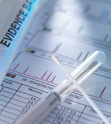 CBP1158385 DNA Profile Kit with sample swabs, test results and forensic bag used in forensic analysis
