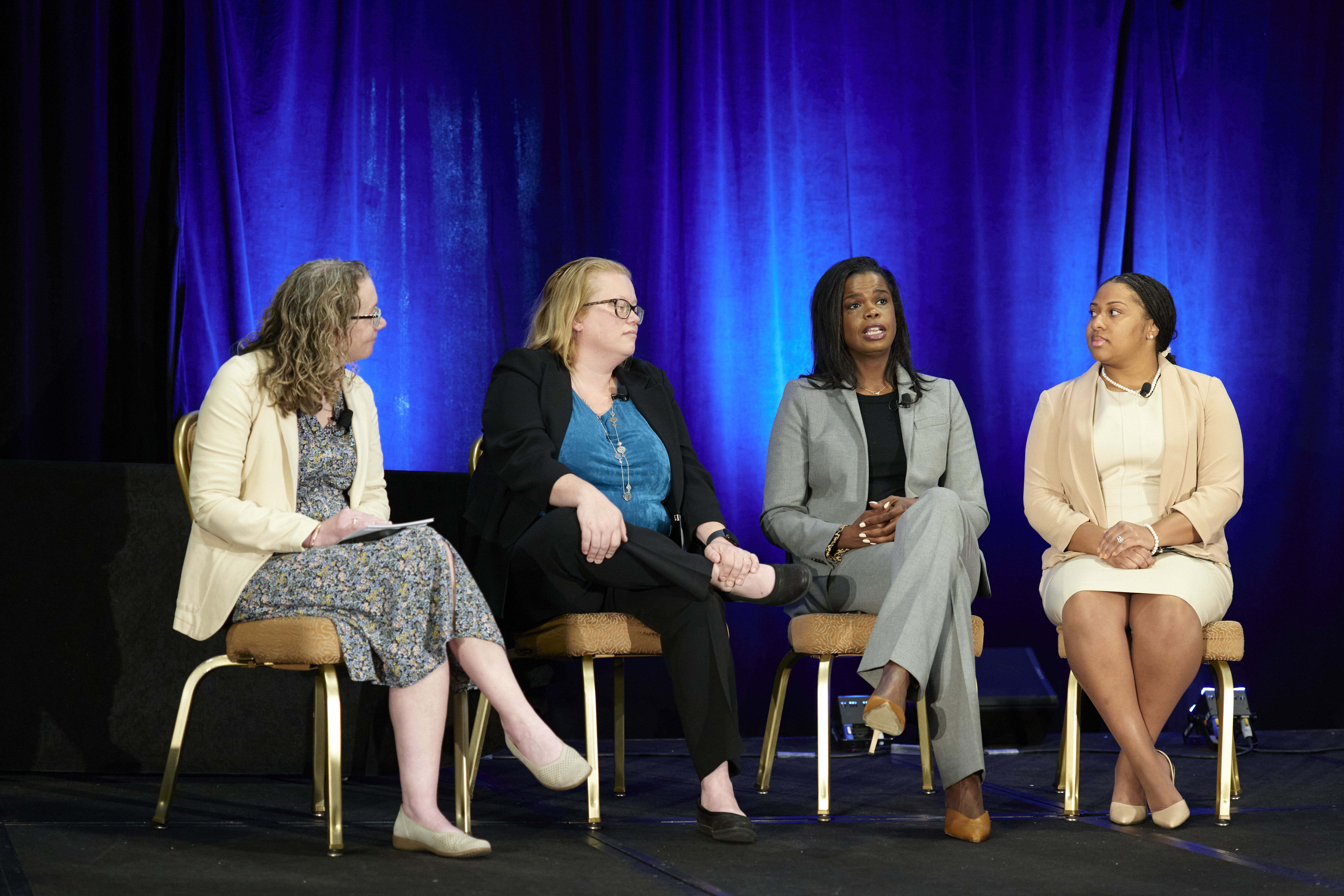 NIJ 2023 Research Conference plenary "Can Science Enhance Equity? Findings and Implications From a Study To Detect Bruising on Victims with Dark Skin Pigmentation" NIJ 2023 Research Conference plenary "Can Science Enhance Equity? Findings and Implications From a Study To Detect Bruising on Victims with Dark Skin Pigmentation" participants Carrie Johnson, Dr. Katherine Scafide, Kimberly Foxx, and Chantel Hammond