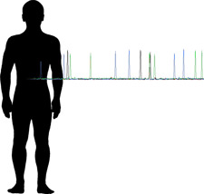 Principles of DNA 02 - Man with DNA the shape of a human body with DNA in the background