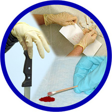 principles_of_dna_03_-_collection.jpeg Image of gloved hands holding a knife, collecting fingerprint, and collecting blood sample