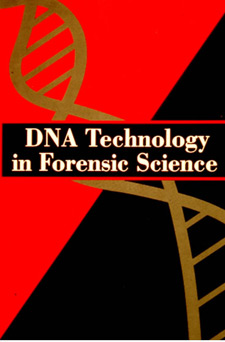 principles_of_dna_07_-_dna_book_cover.jpeg Illustrated cover of DNA Technology in Forensic Science. Red and black background with gold DNA double helix