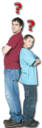 principles_of_dna_08_-_profiles.jpeg old photo of a man and a boy standing back to back with question marks over their heads