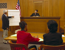 Presentation Skills Photo of presenter in a courtroom