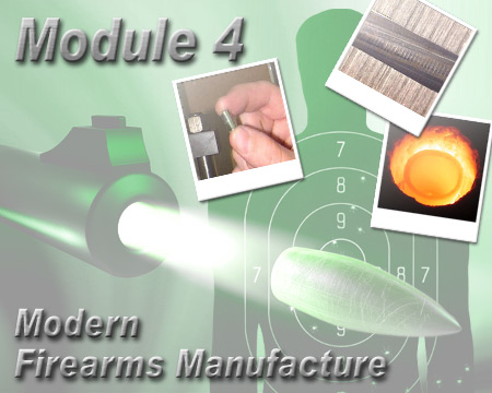 firearms_examiner_04_-_module_4.jpg Illustration of a gun being fired with a photo of a bullet on top
