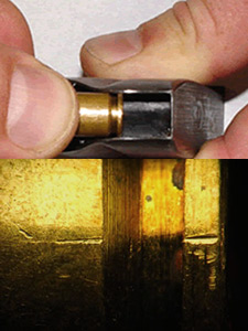 firearms_examiner_09_-_examination_of_unfired_ammunition.jpg Insertion into a magazine and mark on brass cartridge