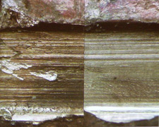 firearms_examiner_13_-_physical_characteristics.jpg Subclass characteristics of a Ruger firearm - cast of land impression #6 compared with cast of land impression #1