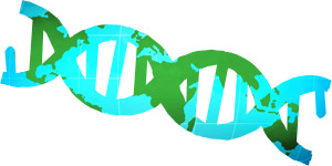 principles_of_dna_15_-_world_dna.jpeg Cartoon image of a DNA double helix with a map of the globe overtop of it
