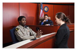 Laboratory Time and Research - Courtroom Officer being interviewed in courtroom