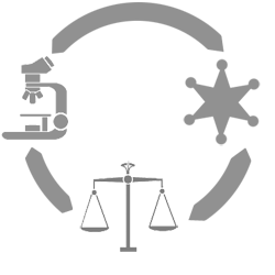 communicating_with_prosecutor_-_4.png illustration of a microscope, set of scales, and a police badge