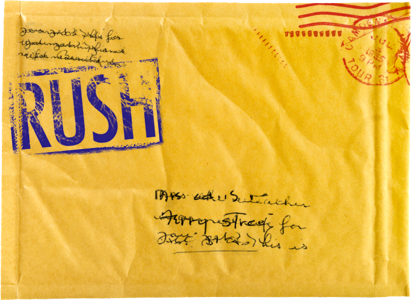 ltr_labanalysis_reportdelivery.png Yellow padded envelope with the word RUSH on it