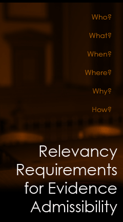 relevancerequirementforevidenceadmission.jpg Photo background of a courtroom. Caption reads, 'Relevancy Requirements for Evidence Admissibility'