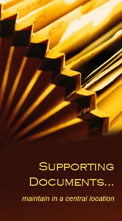 removingdocuments.jpg Photo of a file folder. Caption reads, 'Supporting Documents: Maintain in a central location."