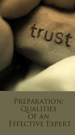 trust.jpg  Photo of rocks with the word 'trust' imprinted on it. Caption says 'Preparation Qualities of an Effective Expert'