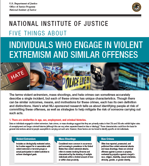 Five Things About Individuals Who Engage in Violence Extremism and Similar Offenses ""