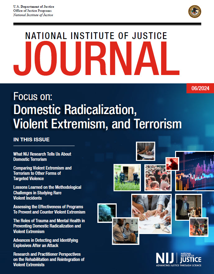 NIJ Journal 285 cover - Domestic Radicalization, Violent Extremism, and Terrorism NIJ Journal 285 cover - Domestic Radicalization, Violent Extremism, and Terrorism