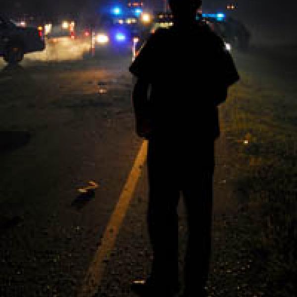 Office on roadside at the scene of an accident